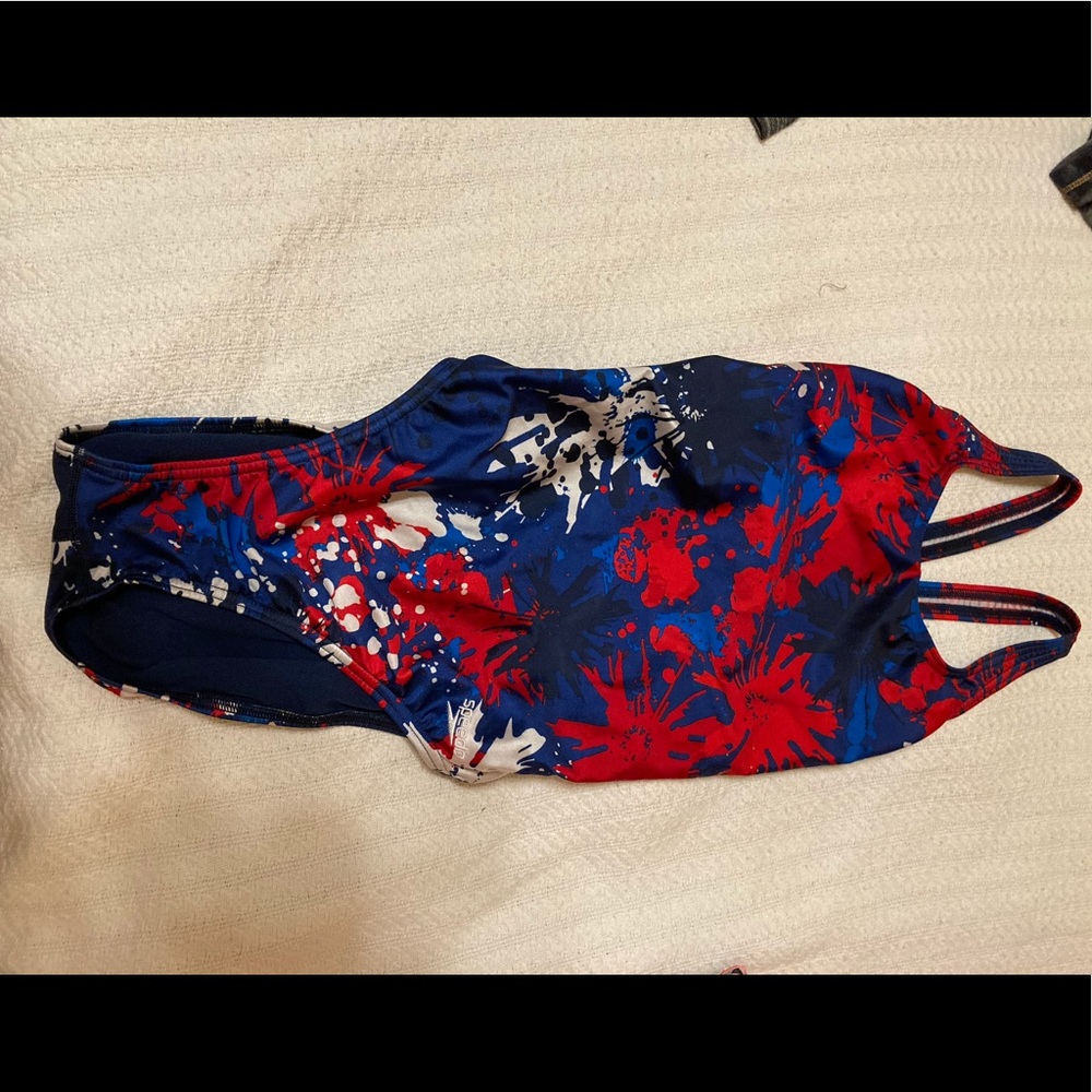 Red, White, and Blue Speedo Lycra Racing Swimsuit
